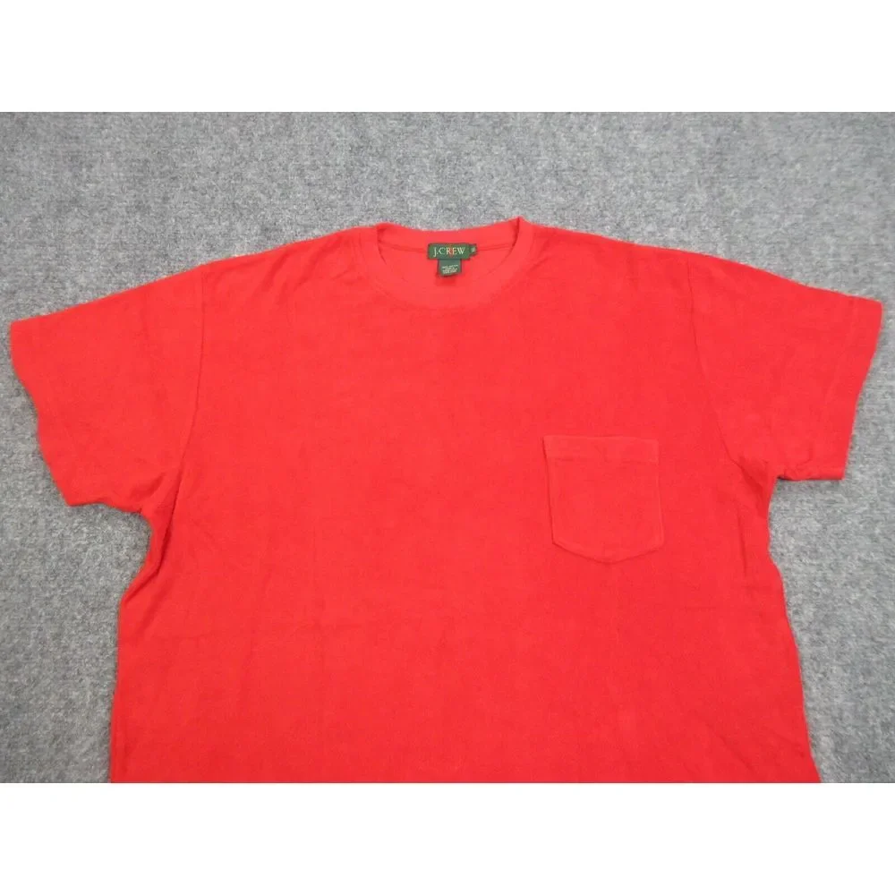 VINTAGE J Crew Shirt Mens‎ Extra Large Red Terry Cloth Oarsman Casual Pocket